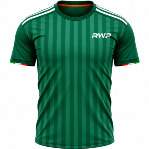 RWP Dark Green Striped Football Jersey Front View with Tone-on-Tone Vertical Stripes