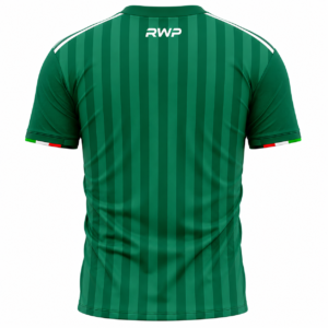 RWP Dark Green Striped Football Jersey Back View with Subtle Vertical Stripe Design