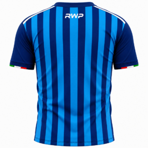 RWP Royal Blue Striped Football Jersey Back View with Vertical Stripes