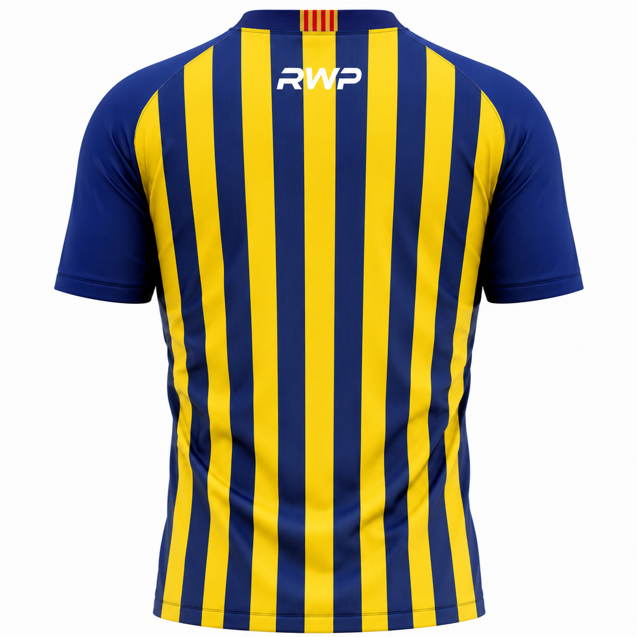 RWP Yellow & Navy Vertical Stripe Custom Soccer Jersey - Image 2