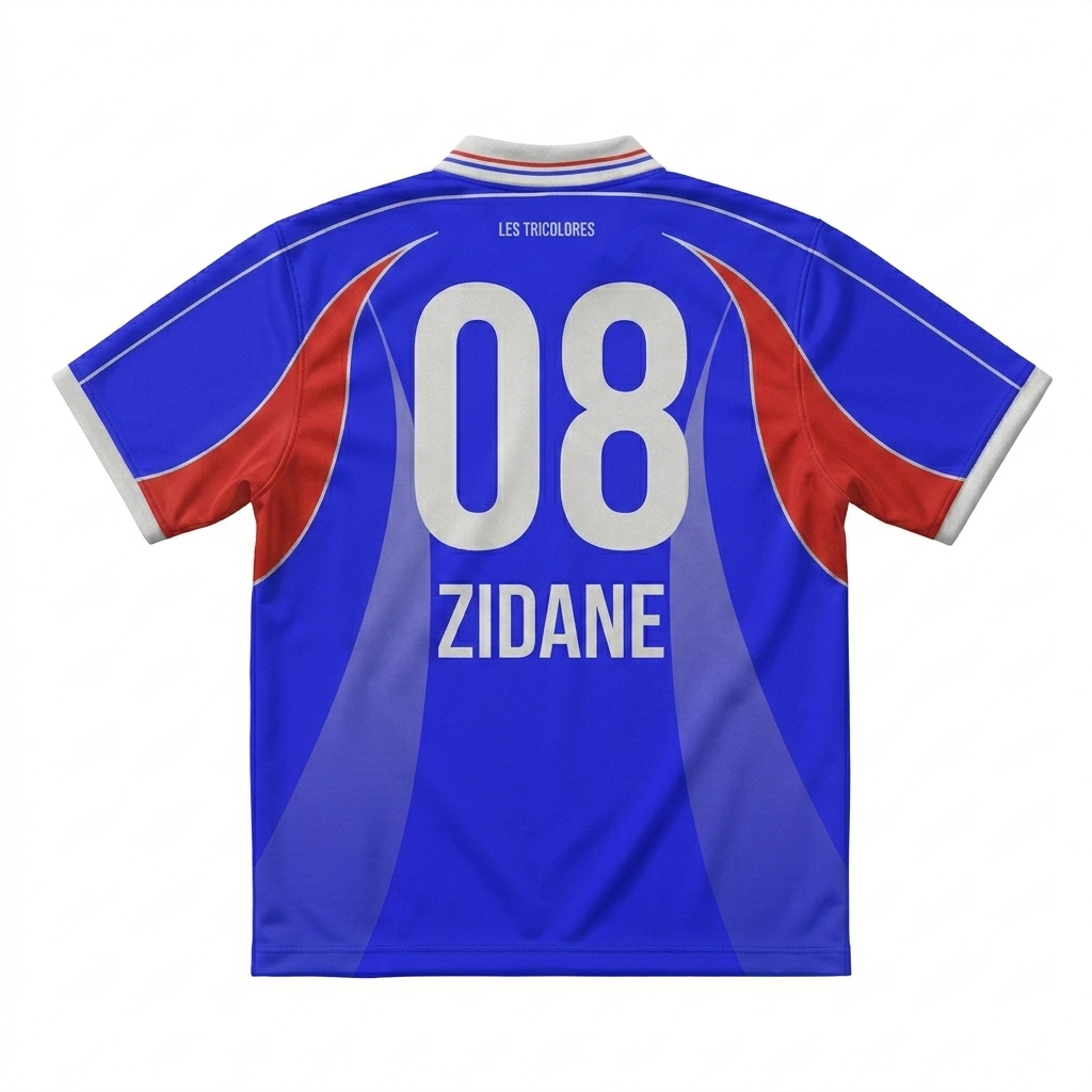 Zidane #08 France Les Tricolores Vintage Polo Collar Football Jersey Shirt