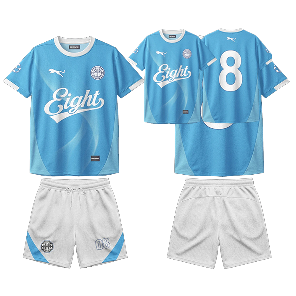Eight #08 Sky Blue Performance Football Kit Jersey & Shorts Set