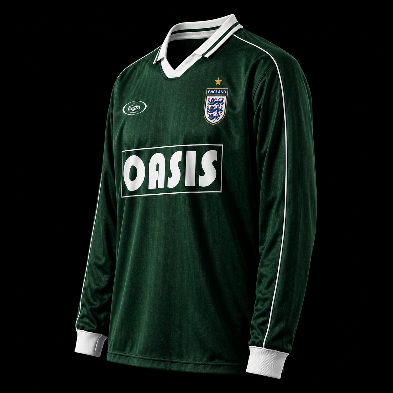 England Retro Oasis Green Long Sleeve Football Shirt | Blokecore Kit - Image 6