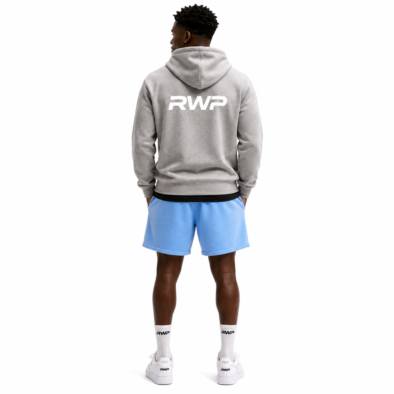 RWP Navy Fleece Pullover Hoodie & Shorts Set | Men's Tracksuit - Image 2