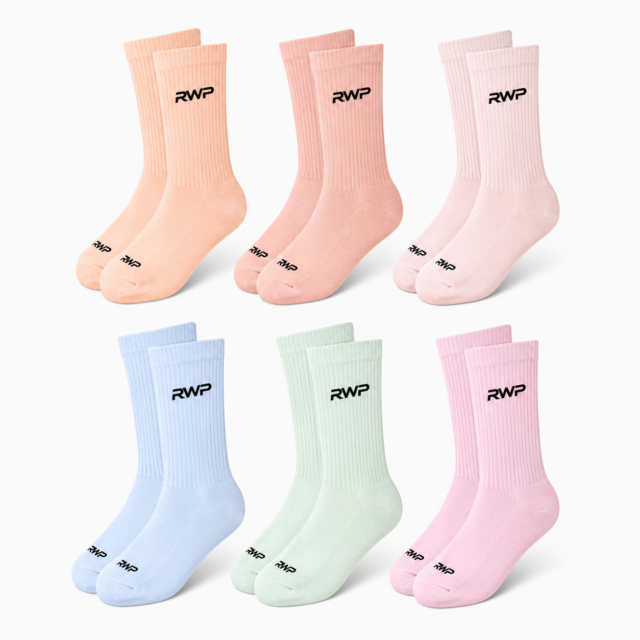 RWP Pastel Athletic Ribbed Crew Socks Multipack - Image 2
