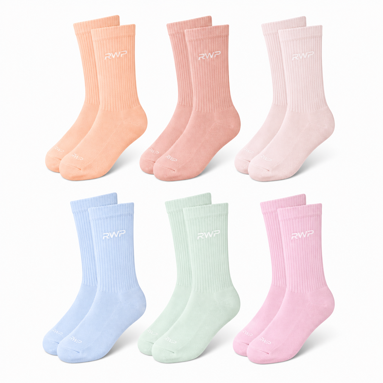 RWP Pastel Athletic Ribbed Crew Socks Multipack