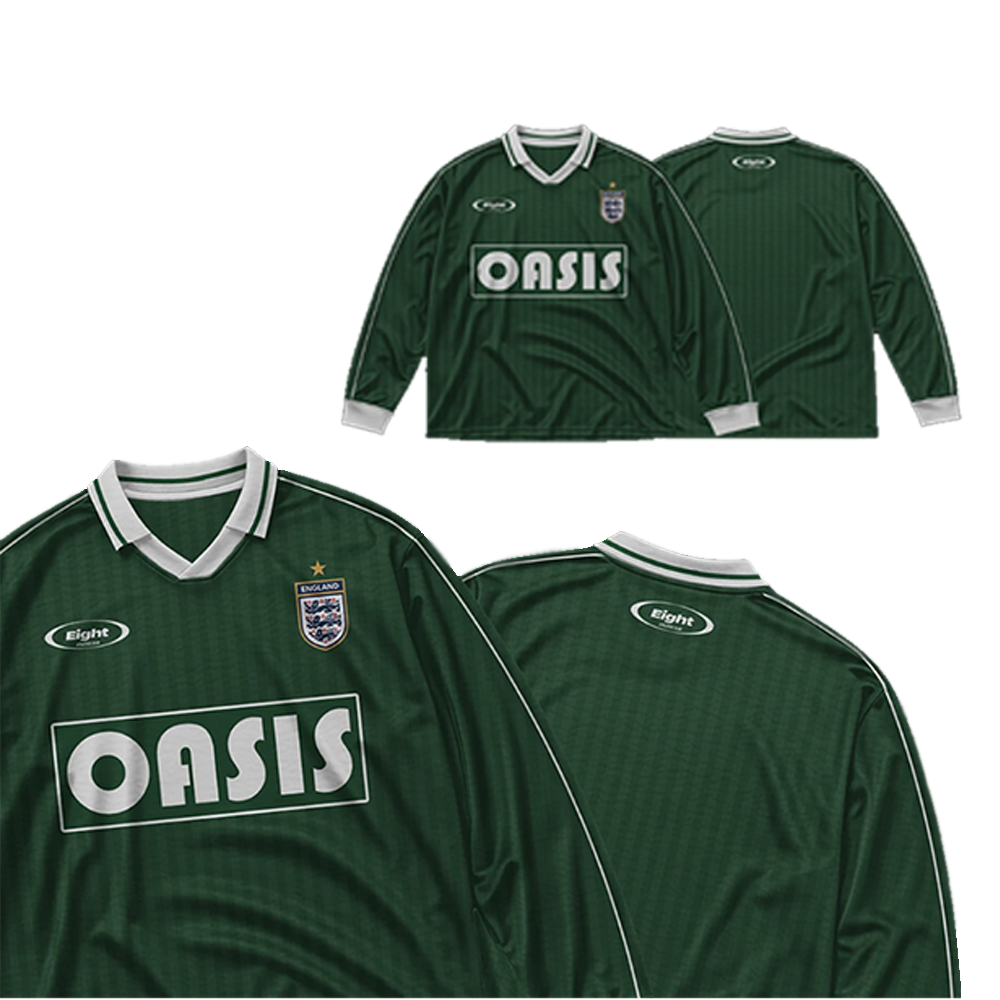 England Retro Oasis Green Long Sleeve Football Shirt | Blokecore Kit - Image 2