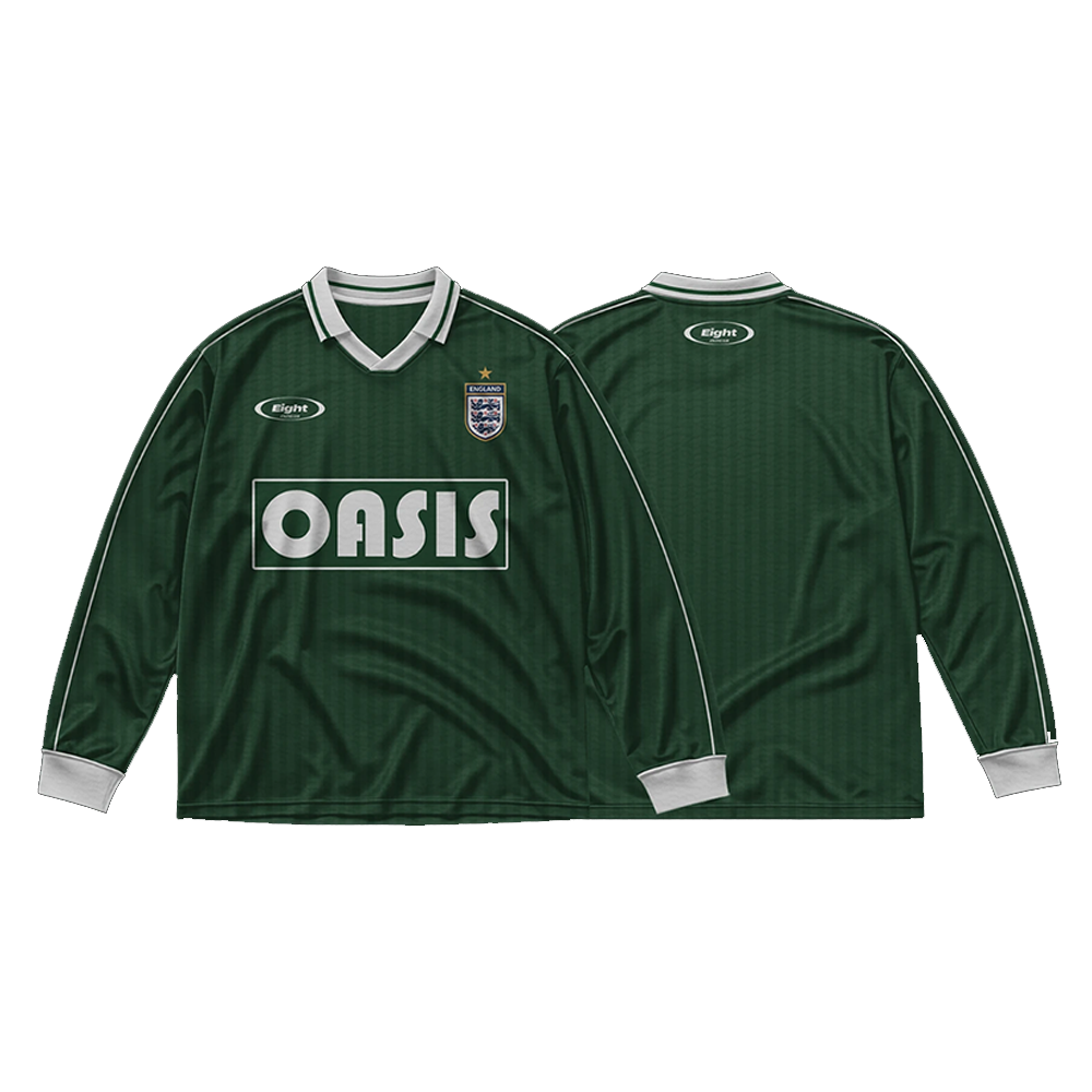 England Retro Oasis Green Long Sleeve Football Shirt | Blokecore Kit