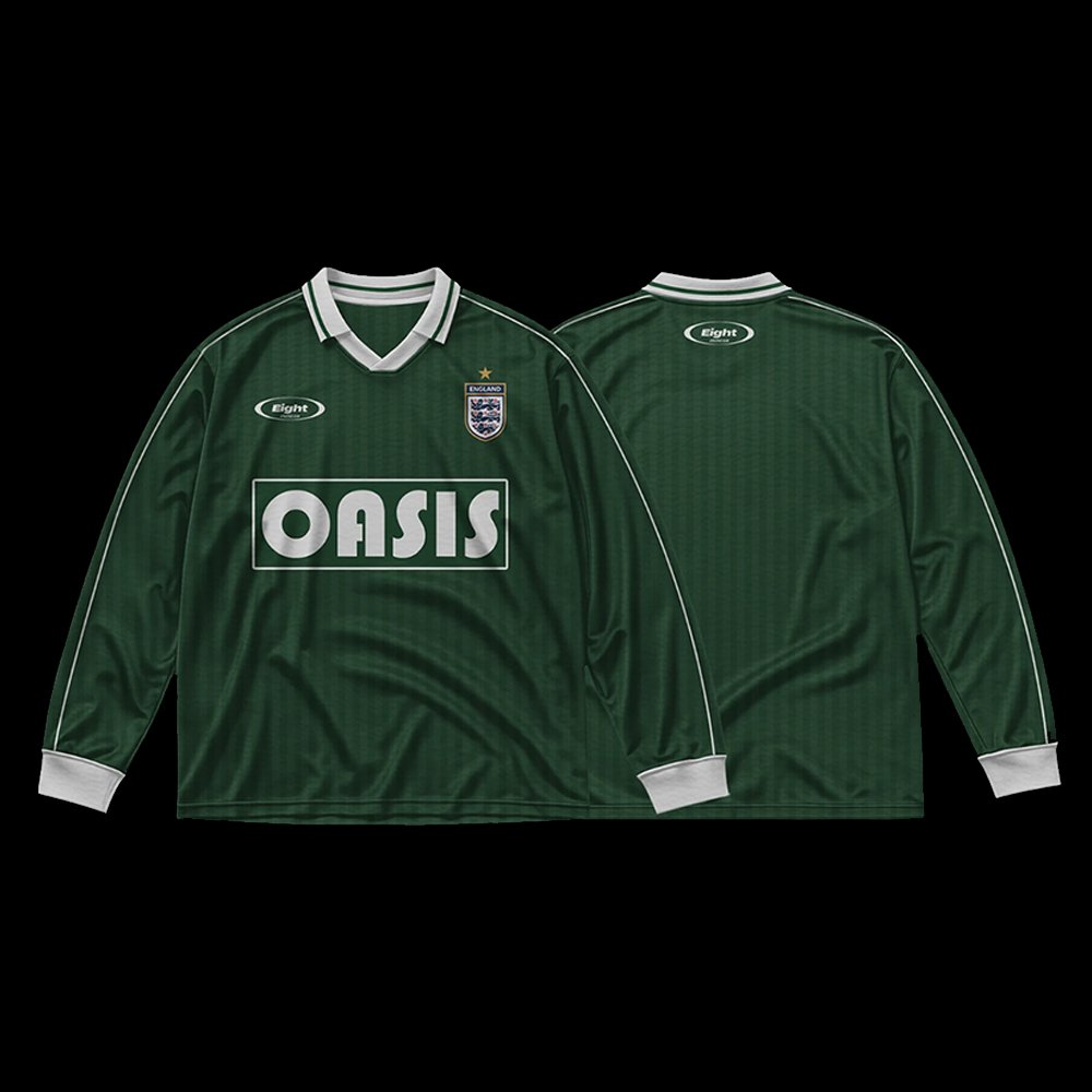 England Retro Oasis Green Long Sleeve Football Shirt | Blokecore Kit - Image 4